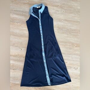 Elegant Navy Blue Sleeveless Dress